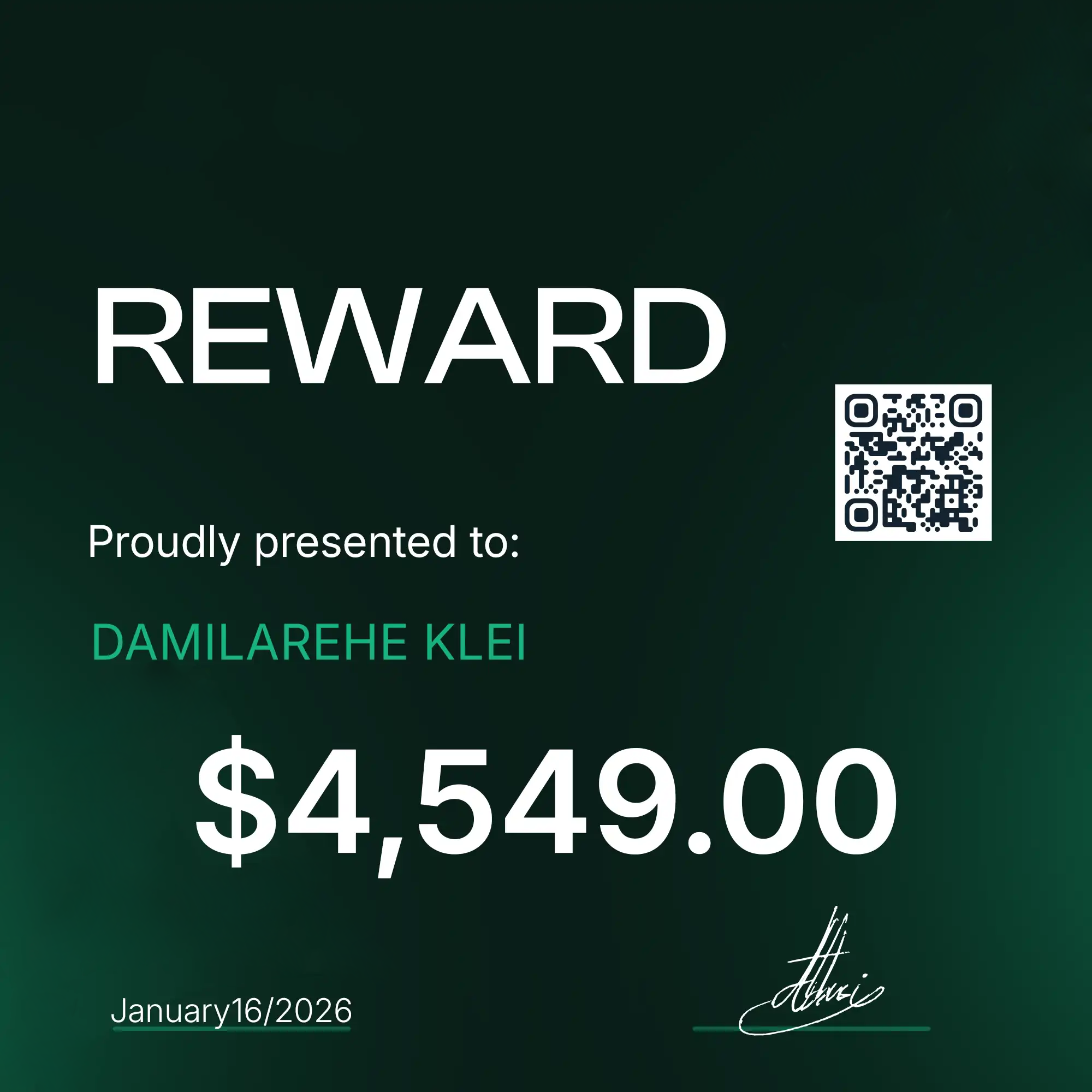 Trader payout certificate