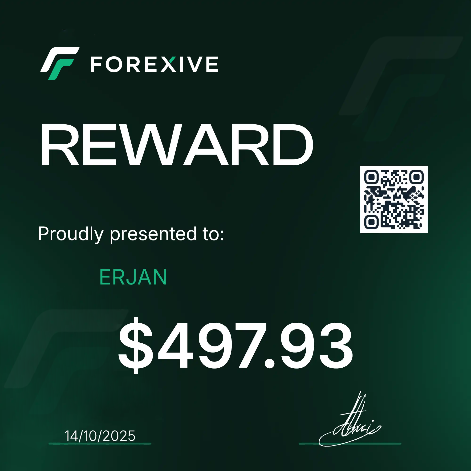 Trader payout certificate