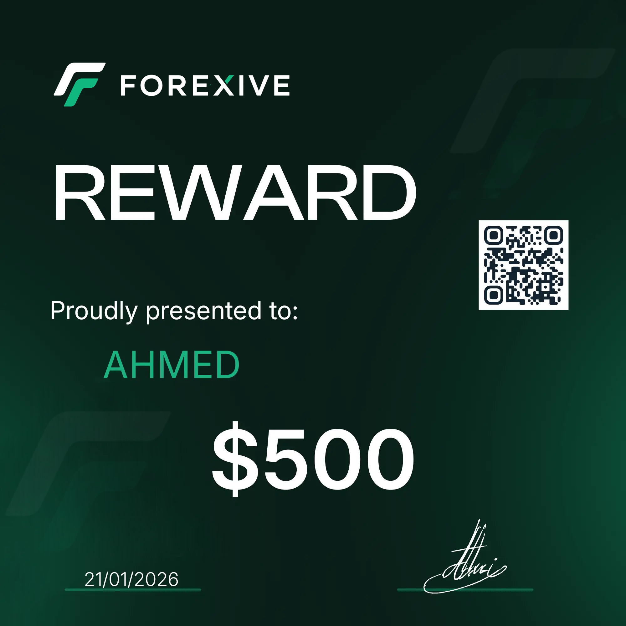 Trader payout certificate