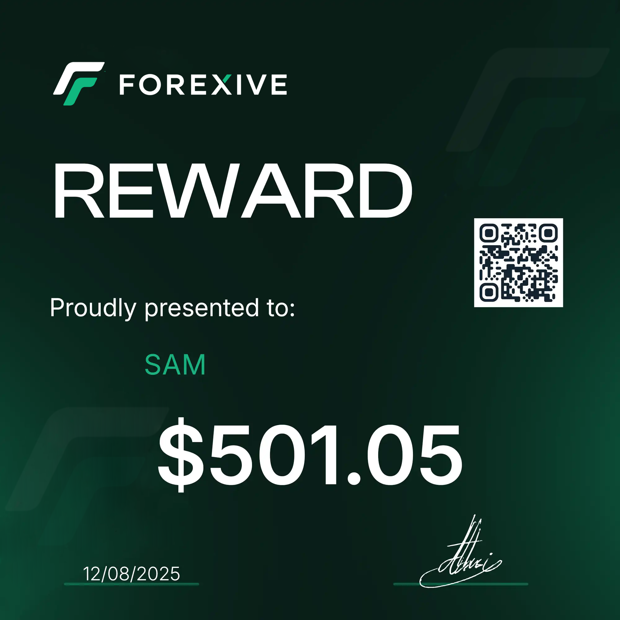 Trader payout certificate