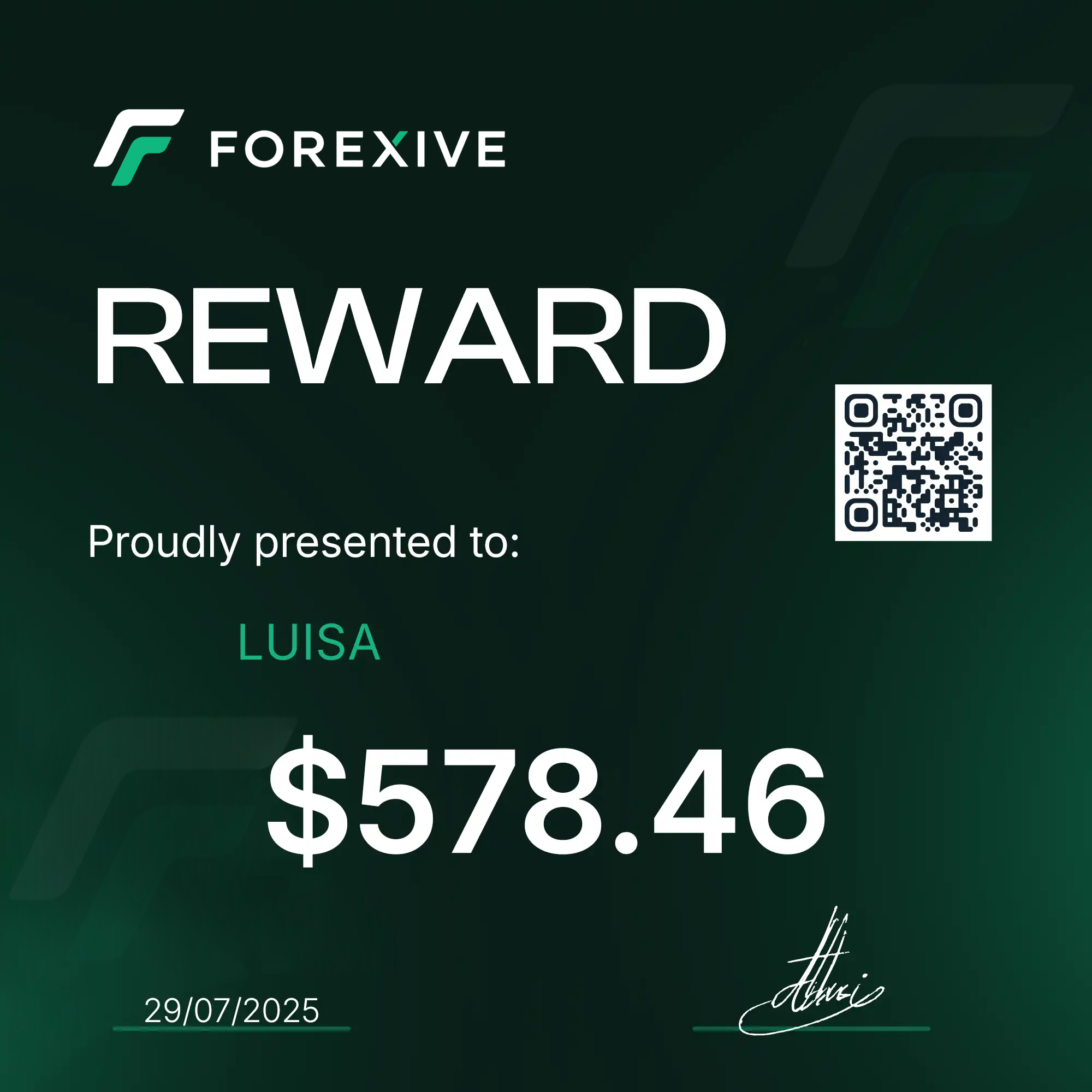 Trader payout certificate
